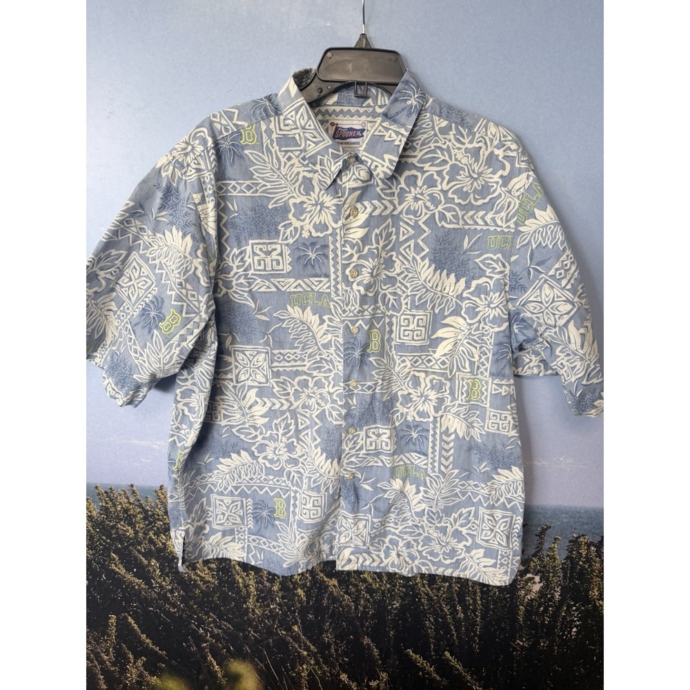 Reyn Spooner Shirt Mens XL Blue UCLA Bruins Inside Out Floral Floral NCAA